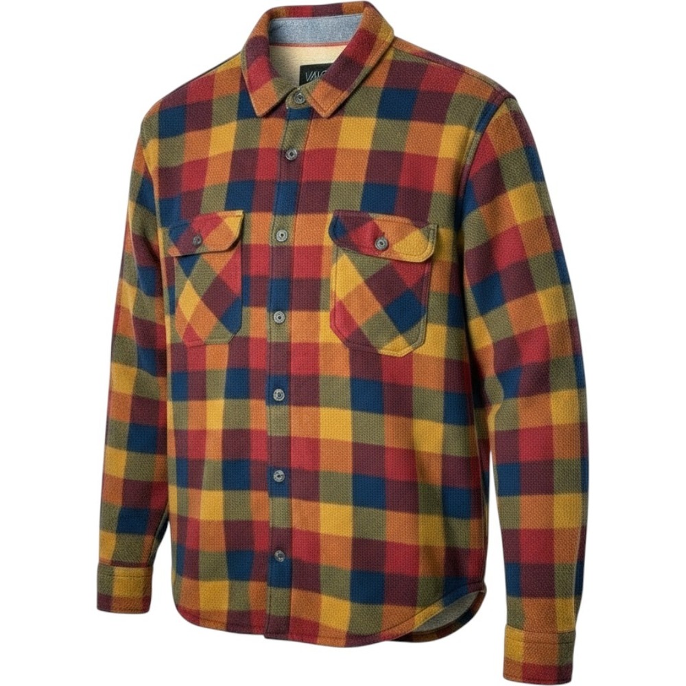Valor Collective Flannel Shirt Mens Large Multicolor Plaid Fleece Lined Shacket